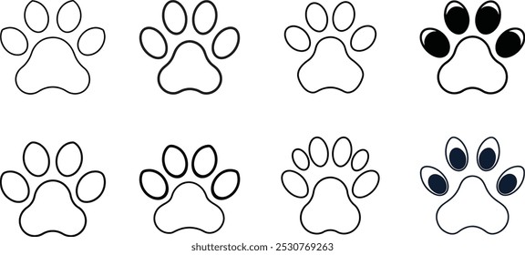 Cute Dog and Cat Paw Print Vector Collection Ideal for Crafting and Design
