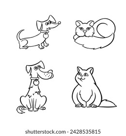 Cute dog and cat poses EPS 10 vector. Vector illustration