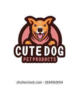 Cute Dog Character Cartoon logo design Vector