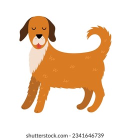 Cute dog character in cartoon style. Funny labrador character isolated on white background. Doodle animal print for kids and nursery design. Vector illustration