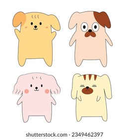 Cute dog character design for kids, element, present, poster, banner