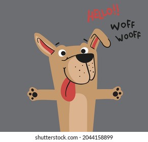 cute dog character drawing for children's and baby t-shirts