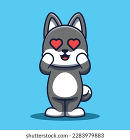 Cute dog character fall in love vector cartoon illustration