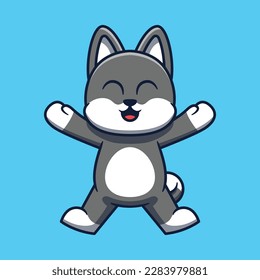 Cute dog character jumping vector cartoon illustration