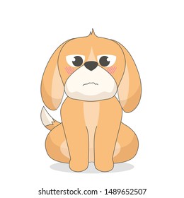 cute dog character with a lackluster expression vector illustration