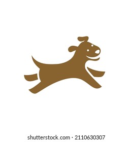 El logotipo del personaje de perro blanco corre y salta