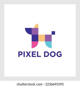 cute dog character logo with unique color