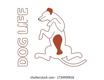 Cute dog character is lying on back and sound asleep, cute funny puppy portrait. Flat Art Vector illustration
