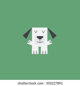 Cute dog character in minimal flat style. vector illustration of a white dog character concept. Dog going for a hug. Hugging a dog. eps 10