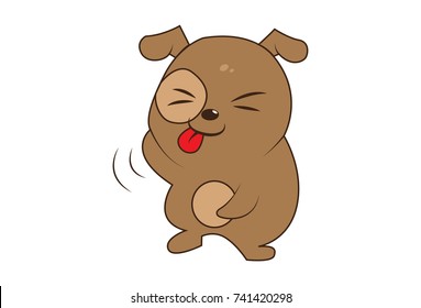 Cute Dog Character Teasing. Vector Illustration. Isolated on white background.