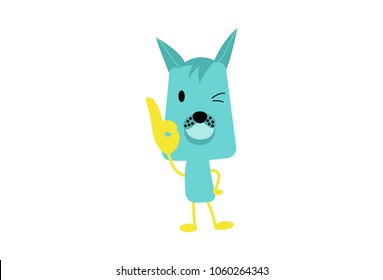 Cute Dog Character . Vector Illustration. Isolated on white background.