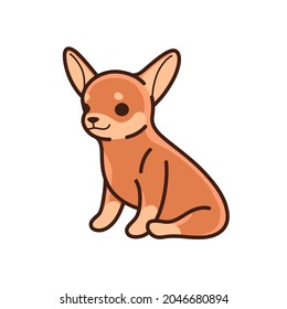 С hihuahua. Carácter de perro lindo. Ilustración vectorial en estilo de caricatura para afiche, postal.