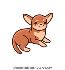 С hihuahua. Carácter de perro lindo. Ilustración vectorial en estilo de caricatura para afiche, postal.