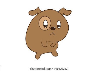 Cute Dog Character . Vector Illustration. Isolated on white background.