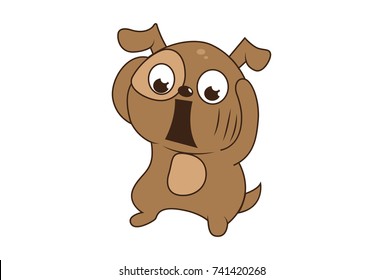 Cute Dog Character . Vector Illustration. Isolated on white background.