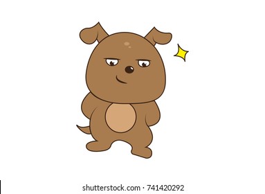 Cute Dog Character . Vector Illustration. Isolated on white background.