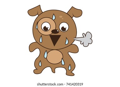 Cute Dog Character . Vector Illustration. Isolated on white background.