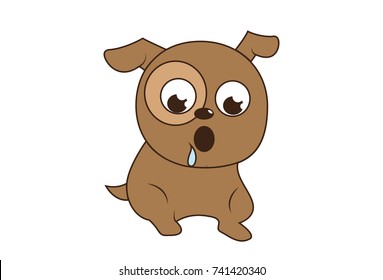 Cute Dog Character . Vector Illustration. Isolated on white background.