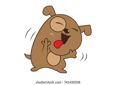 Cute Dog Character . Vector Illustration. Isolated on white background.