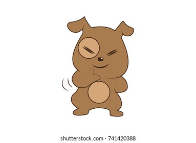 Cute Dog Character . Vector Illustration. Isolated on white background.