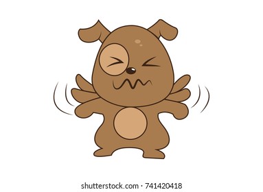 Cute Dog Character . Vector Illustration. Isolated on white background.