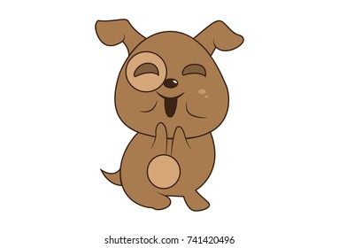 Cute Dog Character . Vector Illustration. Isolated on white background.