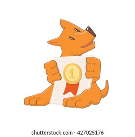 Cute dog character, vector of information icons and illustrations
