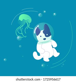 Cute dog character vector modern illustration. Dog life. Illustration can be used in the leaflet, banners, ads.