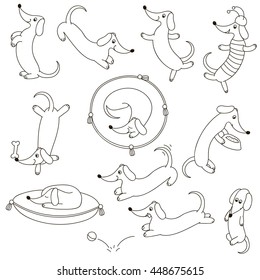 Cute dog characters set