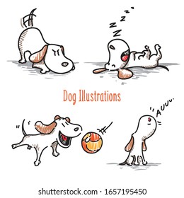 Cute dog characters set vector