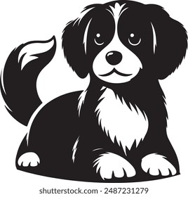 Ein süßes Hundecharmantes Gesicht mit Sitzstil Vektorgrafik Illustration
