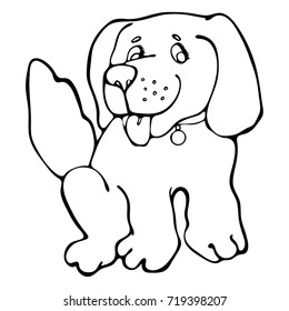 Cute dog, cheerful animal on isolated background.. Year of vector design of a dog.
