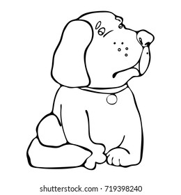 Cute dog, cheerful animal on isolated background.. Year of vector design of a dog.
