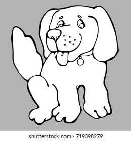 Cute dog, cheerful animal on isolated background.. Year of vector design of a dog.

