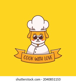 cute dog chef logo concept illustration