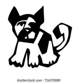 Cute dog  . Chinese New Year . Year of vector design of a dog. A flat picture dog bringing holiday.