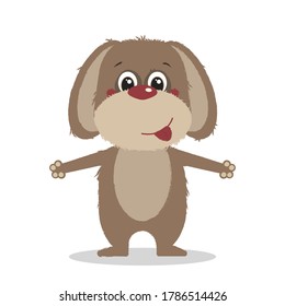 Cute dog clipart on white background. Domestic animal