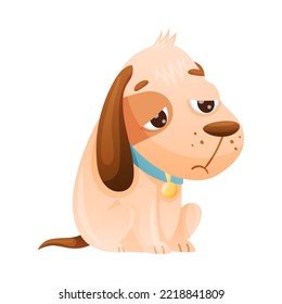 Perro con collar Sensación de tristeza Vector Ilustración