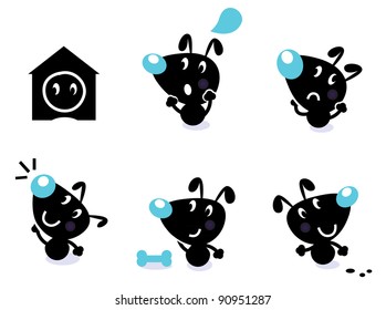 Cute dog collection - vector elements isolated on white