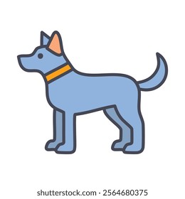 Cute dog color line icon. Puppy vector illustration on white background.