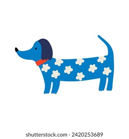Cute dog, colorful vector flat illustration.  