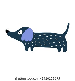 Cute dog, colorful vector flat illustration.  
