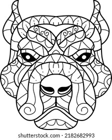cute dog coloring book zentangle hand drawn isolated on white background
