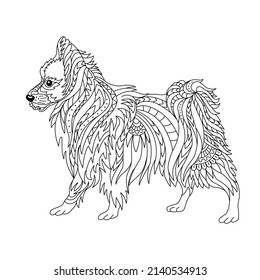 Cute dog coloring page. Creative animal for coloring book design.