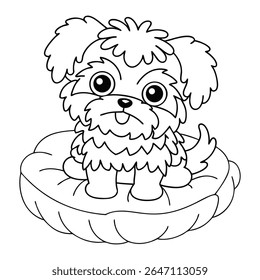 A cute dog coloring page, puppy vector illustration