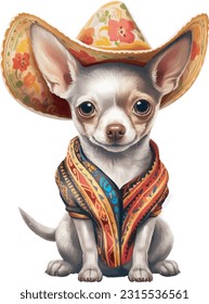 cute dog in colourful Mexican clothes