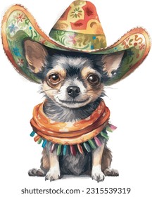 cute dog in colourful Mexican clothes