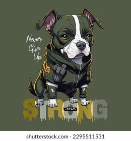 Perro lindo con slogan fresco, ilustración de vector animal de dibujos animados