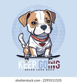 Perro lindo con slogan fresco, ilustración de vector animal de dibujos animados