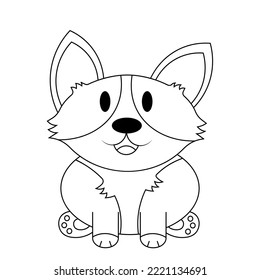 Cute dog Corgi. Draw illustration in black and white